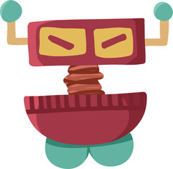 Cute Retro Cartoon Robot Illustration