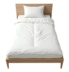 Clean and comfortable white single bed with soft duvet and pillow