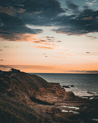 北海道　江差町　鴎島の夕焼け　