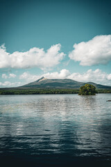 北海道　七飯町　大沼国定公園から見える駒ヶ岳　空
