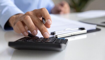 A Accounting and payroll systems, featuring calculators, bank documents, and payment processing. Businesses dealing with money management, loan applications, and tax services financial solutions.