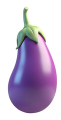 Vibrant purple eggplant 3D render showcasing healthy organic food