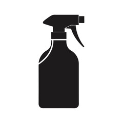 Simple black and white vector illustration of a spray bottle for cleaning products