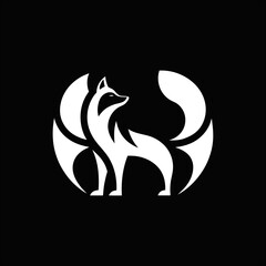 Animal logo vector wolf, fox, jackal icon on black for mascots or emblems.