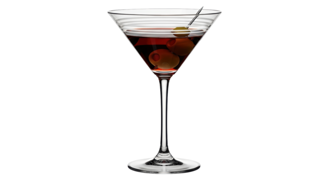 Isolated Martini Glass with Olive - Powered by Adobe