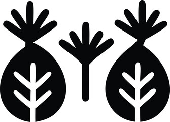 Obraz premium Abstract black and white plant illustration with simplified leaf and stem design