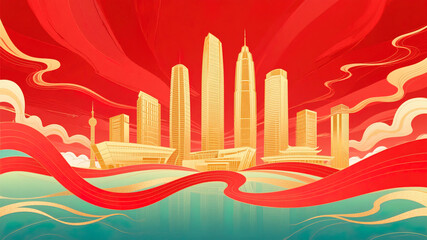 Obraz premium Red city backdrop