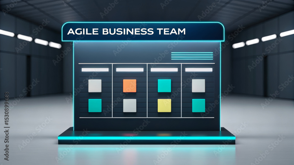 Poster agile business team display with colored panels in a modern setting. agile business team concept.
