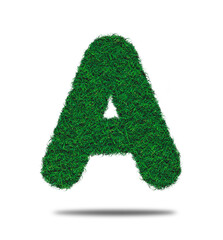 Alphabet letter with grass on a white background isolated letter with grass effect