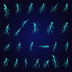 Electric Blue Lightning Bolt Illustration Set on Dark Background