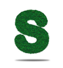 Alphabet letter with grass on a white background isolated letter with grass effect