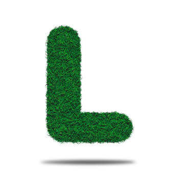 Alphabet letter with grass on a white background isolated letter with grass effect