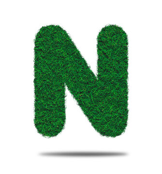 Alphabet letter with grass on a white background isolated letter with grass effect