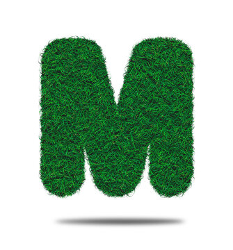 Alphabet letter with grass on a white background isolated letter with grass effect