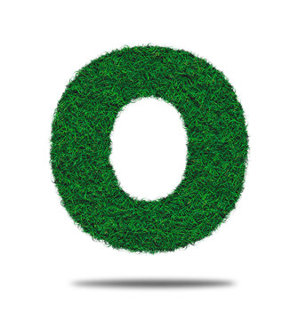 Alphabet letter with grass on a white background isolated letter with grass effect