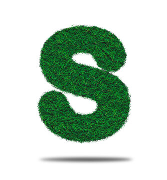 Alphabet letter with grass on a white background isolated letter with grass effect