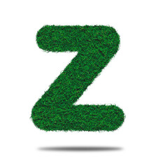 Alphabet letter with grass on a white background isolated letter with grass effect