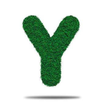 Alphabet letter with grass on a white background isolated letter with grass effect