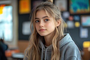 Teenager engaged in virtual learning during a zoom classroom session