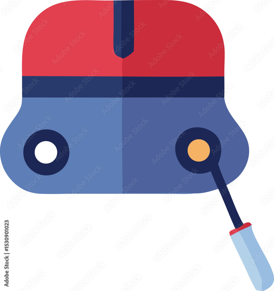 Poster abstract illustration of a red and blue object with a handle