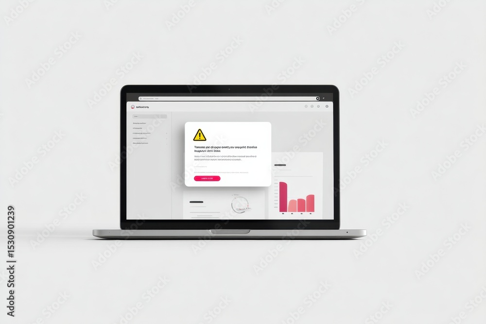 Aufkleber Security Warning Popup Displayed on a Transparent Dashboard With Graphs and Data Analysis