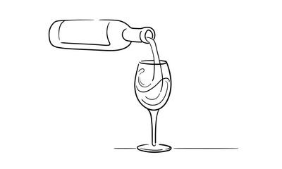Continuous line champagne cheers one line art, continuous drawing contour. Hands toasting with wine glasses with drinks. Cheers toast festive decoration for holidays. Vector illustration	