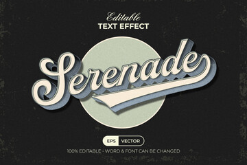 Fototapeta na wymiar Serenade Editable Text Effect Retro Vintage Style.