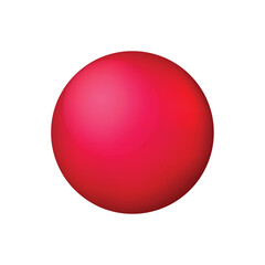 Glass red ball or precious pearl. Glossy realistic ball, 3D abstract vector illustration highlighted on a white background. Big metal bubble with shadow.