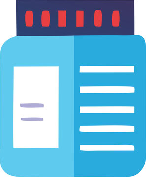 Abstract illustration of a blue document with red and dark blue header