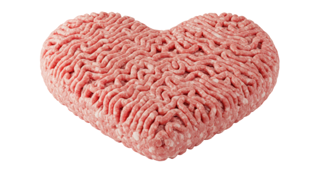 Isolated Heart Shaped Ground Meat