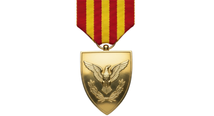 Isolated Bronze Military Medal with Ribbon