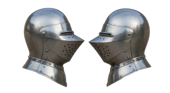 Isolated Knight Helmets