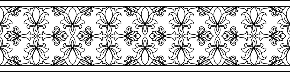 Ethnic tribal fabric border pattern, rug border