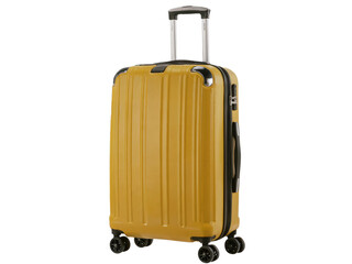 Stylish yellow suitcase travel bag for modern travelers vacation trip trip on transparent background