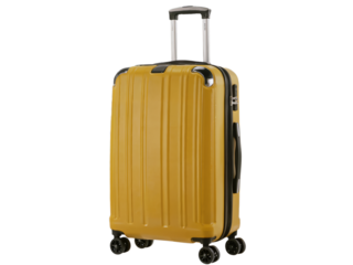 Stylish yellow suitcase travel bag for modern travelers vacation trip trip on transparent background