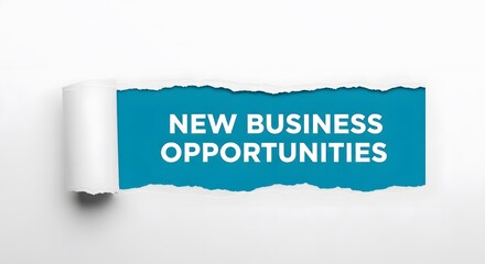 Unveiling New Business Opportunities A torn paper reveals exciting prospects for growth and success in the market.