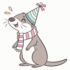 Cheerful Otter illustration Birthday SVG (with a scarf)
