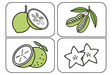 fruit icon set lime sour tamarind