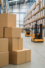 Stacked Cardboard Boxes Warehouse Logistics Background