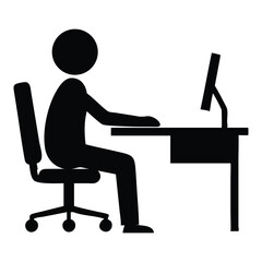 Man working on computer icon