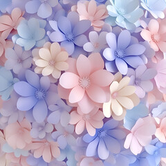 Papercraft Floral Animation Growing Bridal Bouquet in Pastel Colors