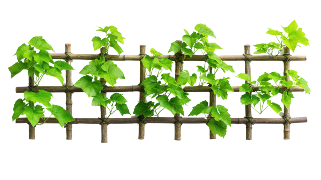 A verdant display of thriving green vines and leaves growing over a natural wooden lattice structure creating a vibrant and enveloping natural ambiance
