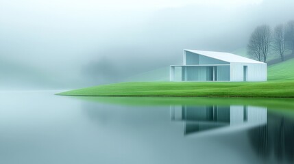 Serene Nordic Architecture Over Still Waters