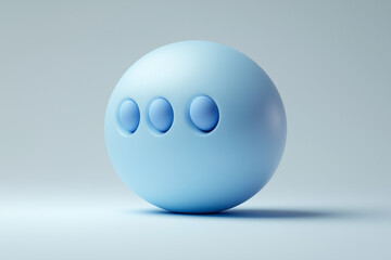 Light Blue Sphere with Three Recessed Circles on a Soft Gray Background
