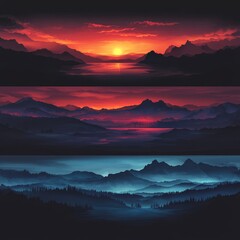Serene Sunset Landscape with Vibrant Colors