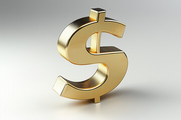 Polished Golden Dollar Sign Symbol on Clean Background Representing Wealth and Financial Success