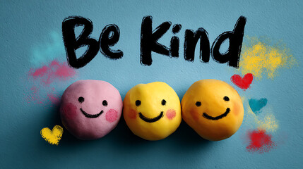 Colorful smiley faces spread kindness artistic display cheerful environment creative viewpoint positive message