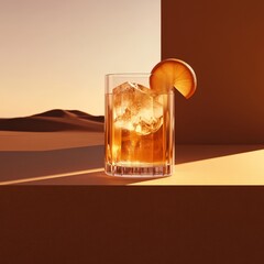 Stylish Minimalist Drink in Warm Sunset Light