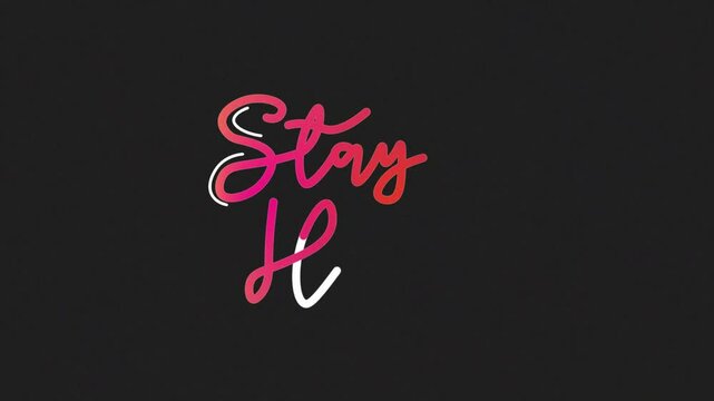 Hand drawn calligraphy monoline vintage text stay home on background. Calligraphy lettering animation for Day, video Full HD, stay home One line continuous animated typography free day 
