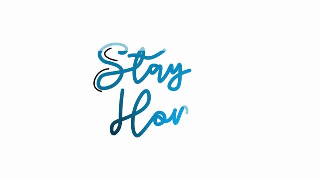 Hand drawn calligraphy monoline vintage text stay home on background. Calligraphy lettering animation for Day, video Full HD, stay home One line continuous animated typography free day 
